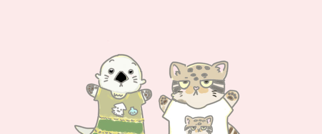まぬるとらっこがグラニフのイカクの真似をしてる様子
